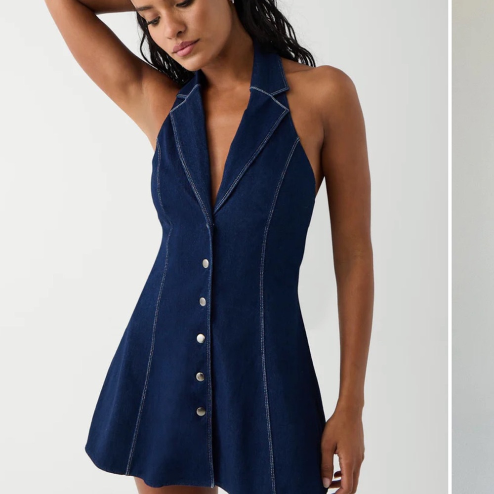 Moonlight denim halter Dress